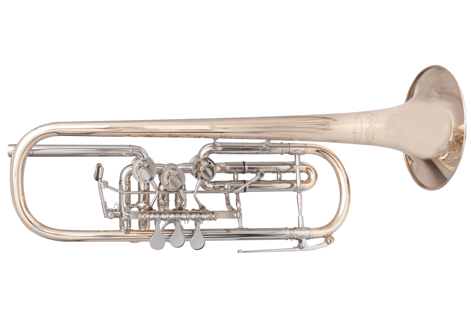 B-Trompete "Fusion" asymmetrische Bauweise mit Titan-Drehventilen und Goldmessingschallstück